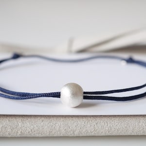 Bracelet Nylon Pearl 925 Sterling Silver XL Ball Friendship Bracelet Nylon Adjustable Pearl Bracelet Simple Nylon Bracelet Sliding Knot