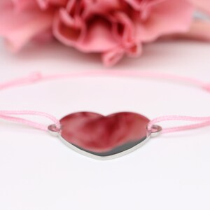 Pulsera grabada personalizada con placa de grabado de corazón, pulsera grabada, regalo para novia