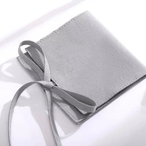 Gift packaging for bracelets, necklaces and rings - grey velvet jewelry bag, jewelry pouch
