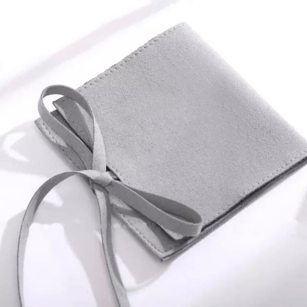 Geschenkverpackung für Armbänder Ketten und Ringe - grau Samt Schmuckbeutel Schmucktasche Schmucksäckchen