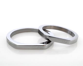 Anillo de sello con grabado, anillo de grabado personalizado, anillo de pareja, anillo de grabado de declaración, regalo de acero inoxidable para el Día de San Valentín, hombre, novio, padre, esposa
