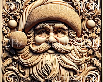 Santa Claus 1 | Laser Burn PNG | 3D Illusion | Engrave | Laser Ready | Lightburn File | Digital Design File | Christmas - Winter Love