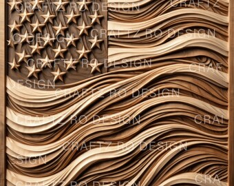 3D American Flag Laser Engrave File | Patriotic PNG, SVG (Digital File)