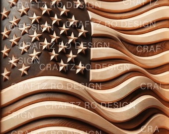 Laser Engrave File | 3D Illusion | PNG Engraving | Glowforge | American Flag | PNG Burn | Digital File |  Patriotic Design | Xtool 4