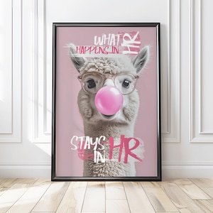 Human Resources Poster - Funny HR Printable Art, Quirky Office Decor, Digital Download Gift for HR Experts & Coworkers, Funny Pastel Alpaca
