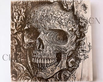 Halloween Skull Laser Engrave File | 3D Illusion PNG, SVG (Digital Download)