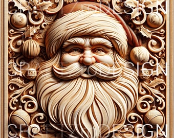 3D Santa Claus Laser Engrave PNG | Lightburn, Glowforge (Digital File)