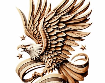 Eagle American Flag 3D Illusion Laser Engrave File (PNG, SVG)