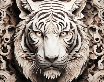 3D Illusion Tiger Laser Engrave File | Glowforge, Xtool (PNG, SVG)