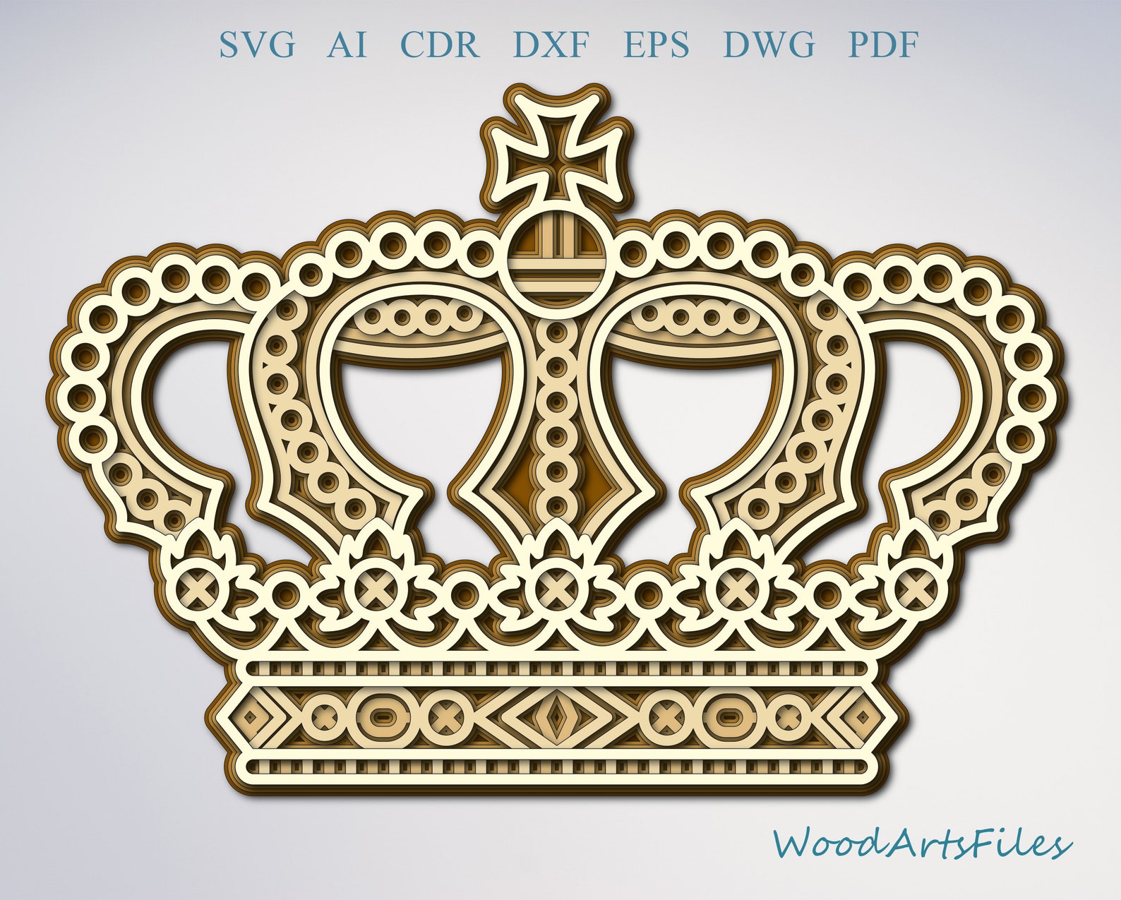 Crown Digital File laser cut file crown svg multilayer Etsy