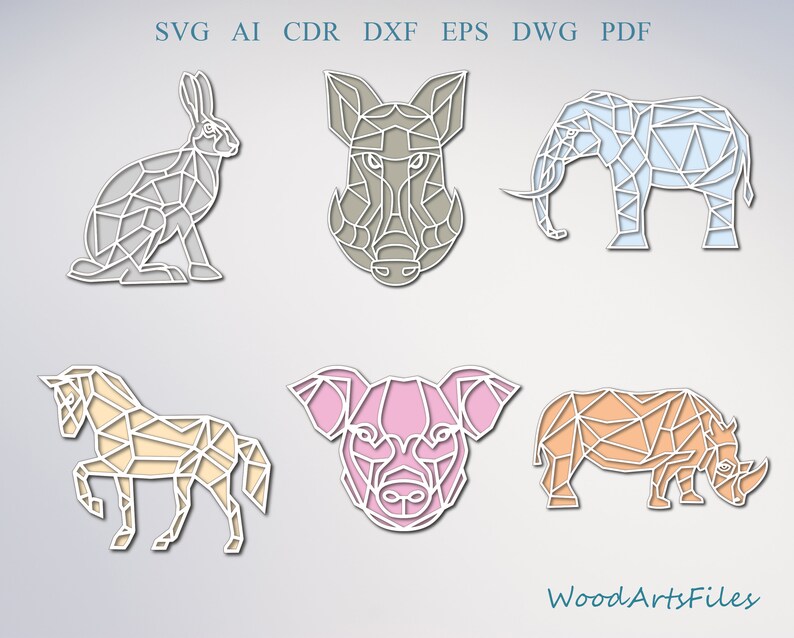 Download Files For Cricut Wall Decor Svg File Svg Animals Elephant Svg Dxf Files For Laser Pig Svg Dxf Files For Cnc Geometric Animals 6 Svg Art Collectibles Drawing Illustration Kromasol Com