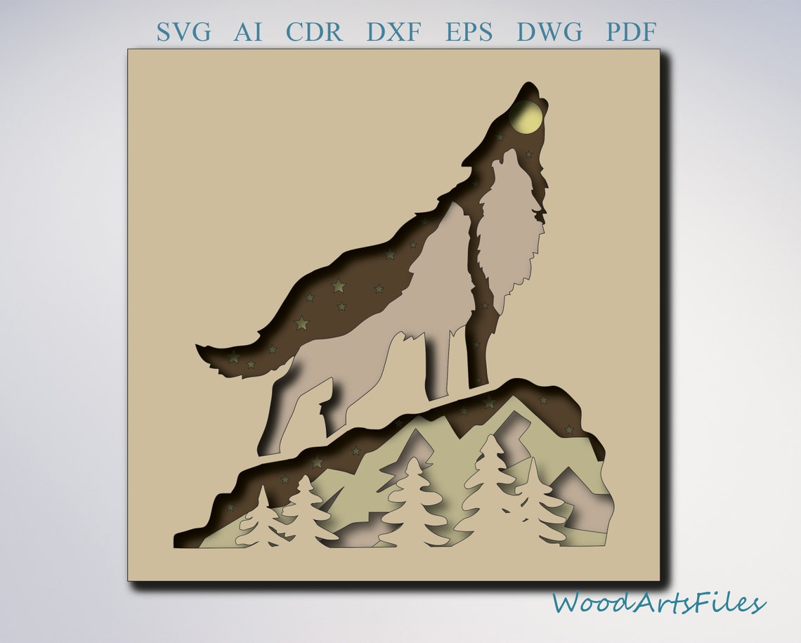 Wolf Digital File laser cut file wolf svg multilayer laser Etsy