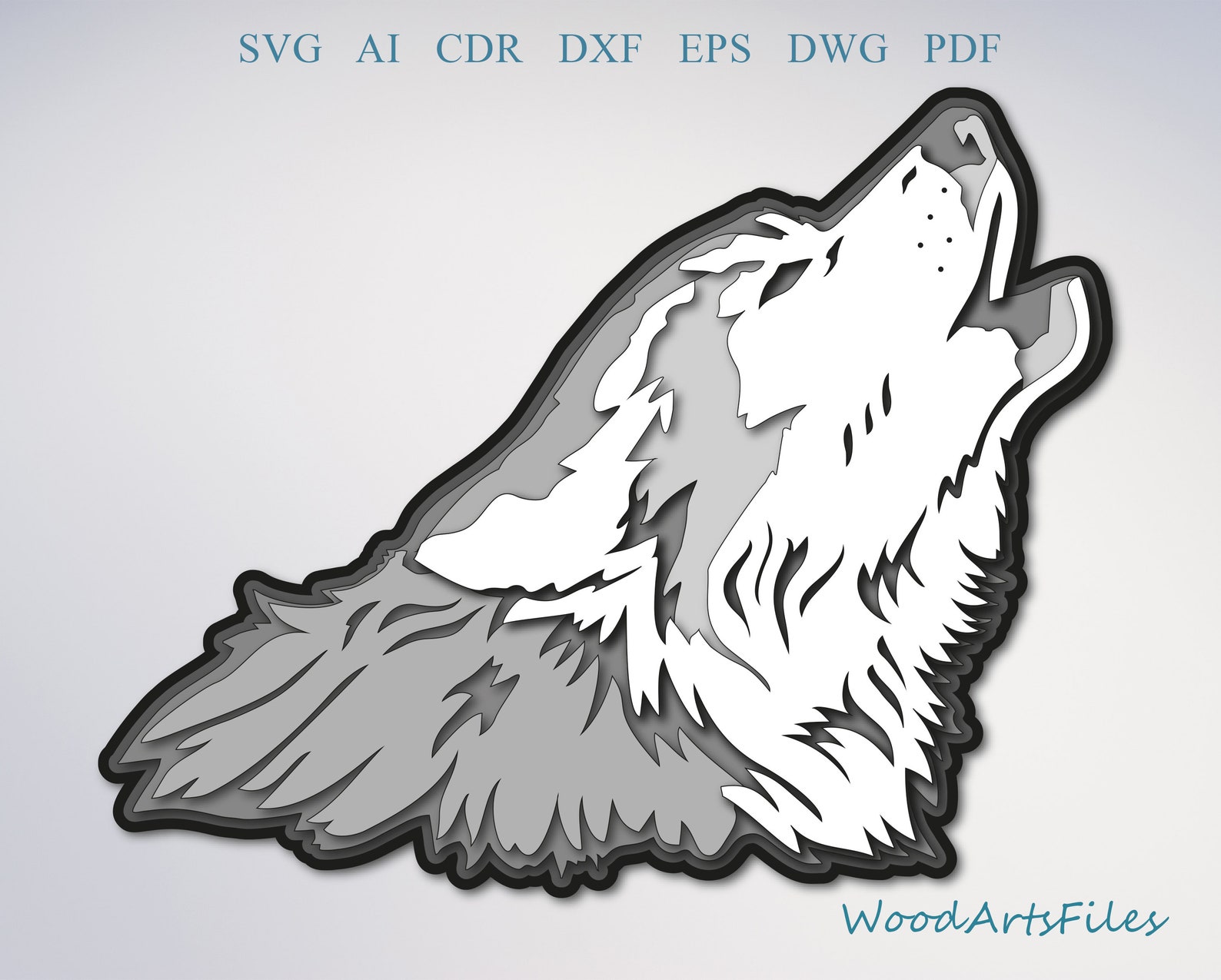 Wolf Digital File laser cut file wolf svg multilayer laser Etsy