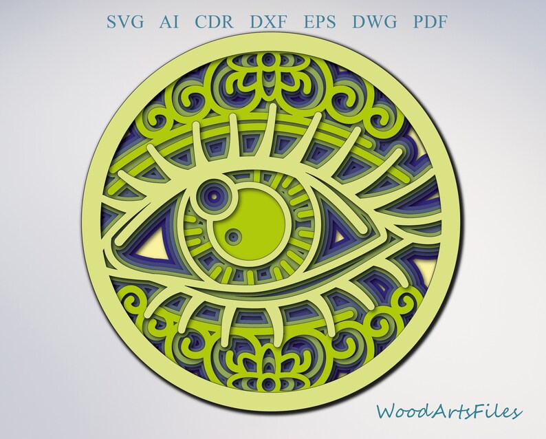 eye svg multilayer laser file Eye Digital File dxf svg pdf eps dwg ai. eye cricut laser cut file svg files for cricut mandala file