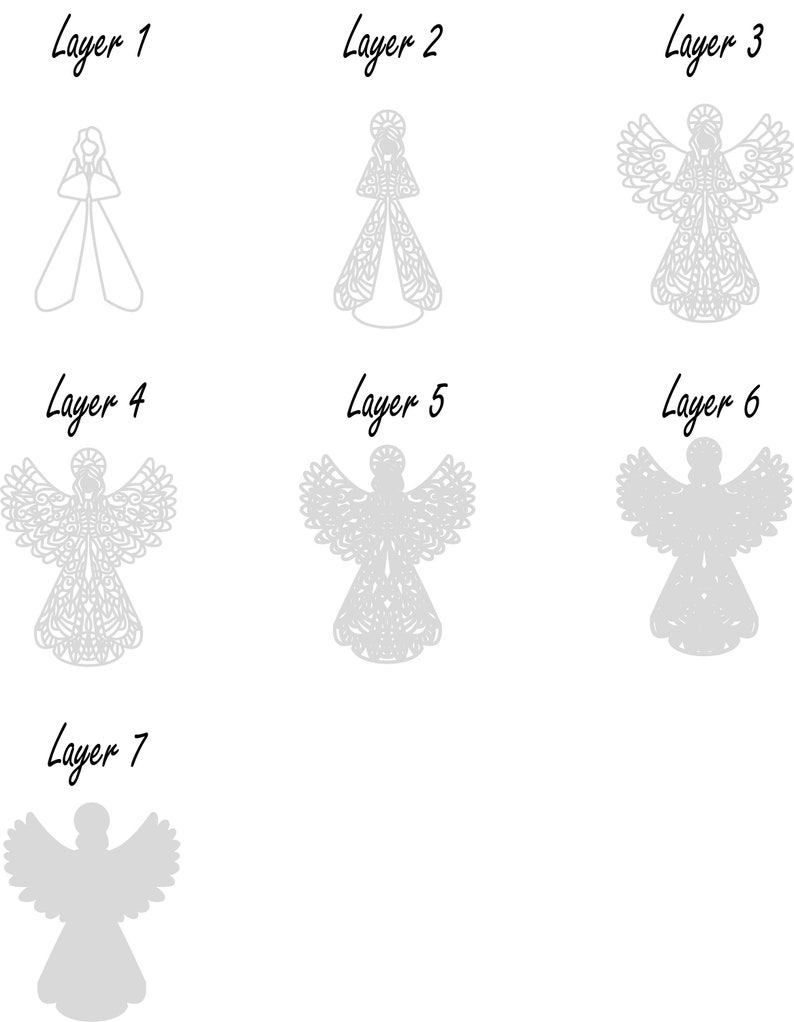angel svg mandala file angel cricut svg files for cricut laser cut file Angel Digital File multilayer laser file dxf svg pdf eps dwg.