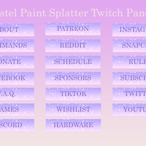 Pastel Paint Splatter | 20 Twitch Panels Package