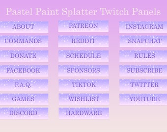 Pastell Farbe Splatter | 20 Twitch Panels Paket