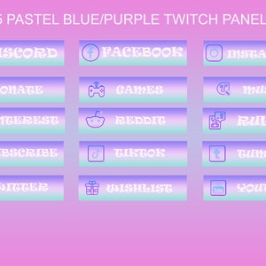 Pastel Purple/Blue  | 15 Twitch Panels Package