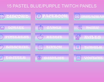 Pastell lila/blau | 15 Twitch Panels Paket