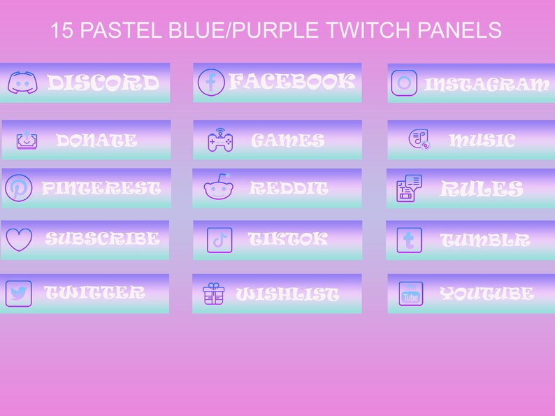 Pastel Purple/blue 15 Twitch Panels Package - Etsy