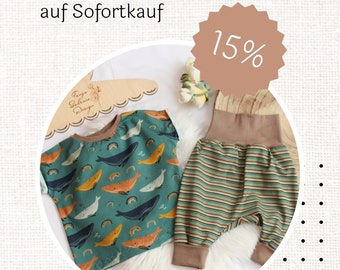 SOFORTKAUF Set Größe 62/68 Set Pumphose Shirt Jersey Wale und Streifen Baby Kleinkind Doppelgröße Mitwachs-Bündchen sofort verfügbar