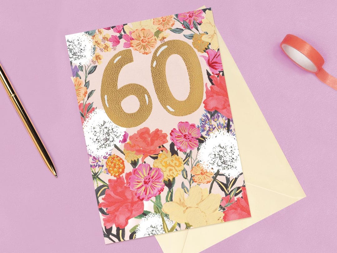 60th Birthday Greeting Card Blank Inside - Etsy UK