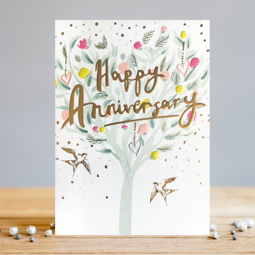 Happy Anniversary Tree & Birds Cute Anniversary Greeting Card - Etsy