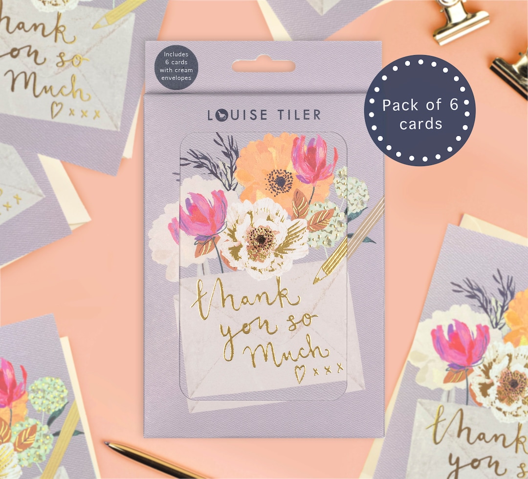 Thank You Boxed Card Pack of 6 Greeting Cards, Blank Inside, Card ...