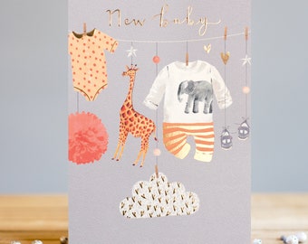 New Baby Cute Baby Clothes Congratulations New Baby Greeting Card Blank Inside