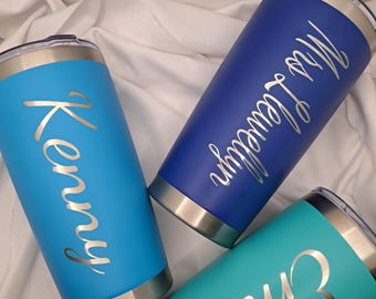 Personalised Coffee Tumbler Insulated Bottle Reusable Drinks Thermos Skinny Personalised Mug Engraved Travel Custom Name Cup Teacher