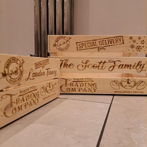 Christmas Eve Box Wooden Crate Personalised for Elf Delivery Santa Claus North Pole Seasonal Gift for whole family PJs December gift