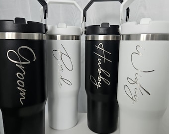 Wedding Couple Gifts Drinks Tumblers Stainless Steel Insulated Cups with Handle perfect for Honeymoon