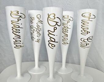 Bride to Be Gift Wedding Party Personalised Flutes Champagne Flute Plastic Prosecco Glass Bridesmaid Drinking Tumbler Hen Celebration Custom