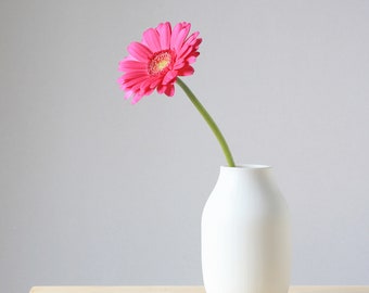 White Ceramic Long Flower Vase, porcelain Vase, Pottery Vase