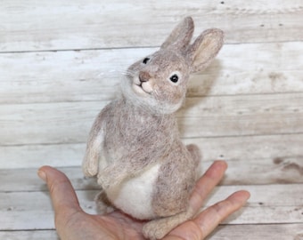 Needle Felted Posing Rabbit