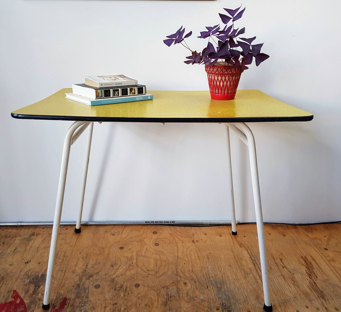 Midcentury Yellow Formica Table Etsy