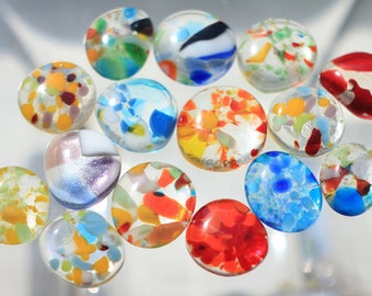 Multi color glass cabochon Transparent and round For jewelry interior decor fusing mosaic DIY Size 10mm to 30mm Set 15+pcs