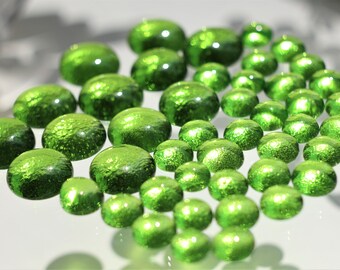 1x20mm and 2x10mm Green Glass Cabochon Set 1x25mm and 2x12mm round cabochons handmade flatback cabochon photo glass cabochon- 1575