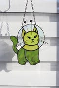 Suncatcher Cat Alien Stained Glass Picture Home Cute decor Gift ideas Window Hanging Decor Wall art Funny decor product logo