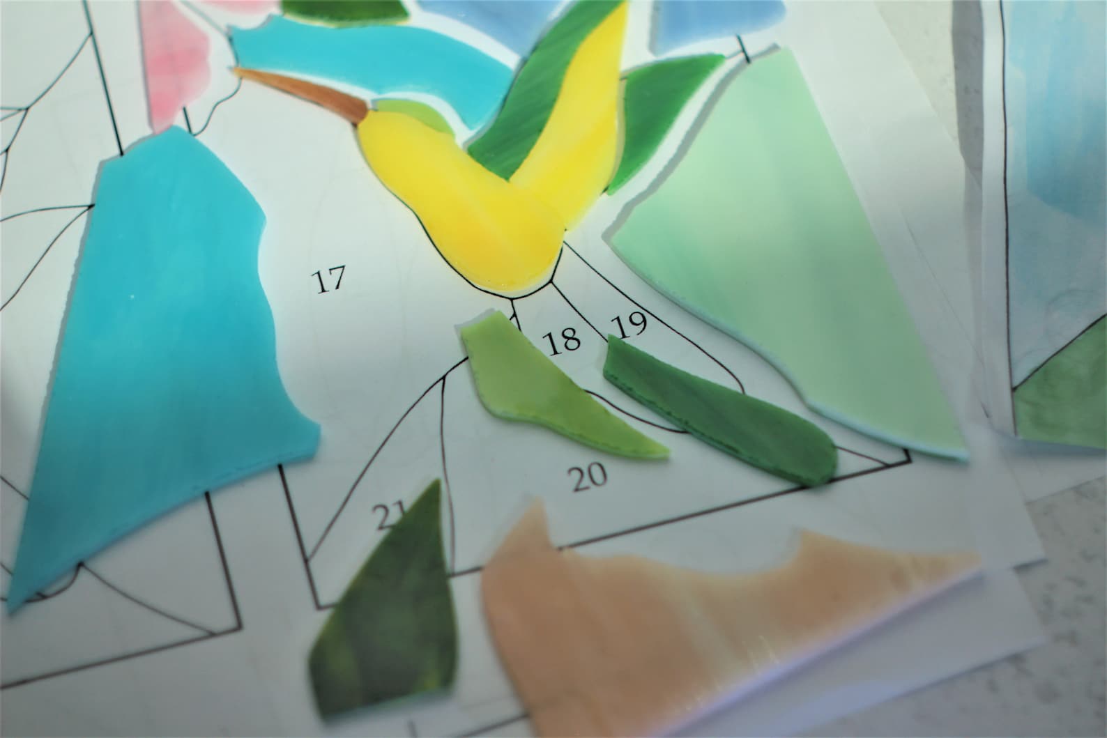 Mosaic Art Glass Tiles Hummingbird Composition With Flower Etsy