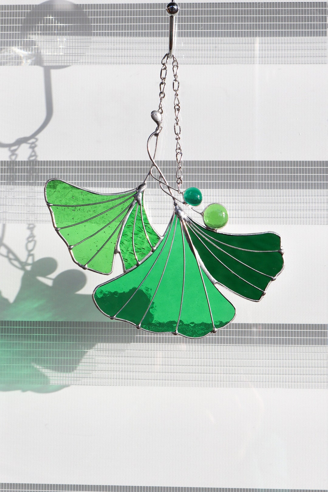 Suncatcher Ginkgo Plant Stained Glass Window Decor Hanging Home Decor