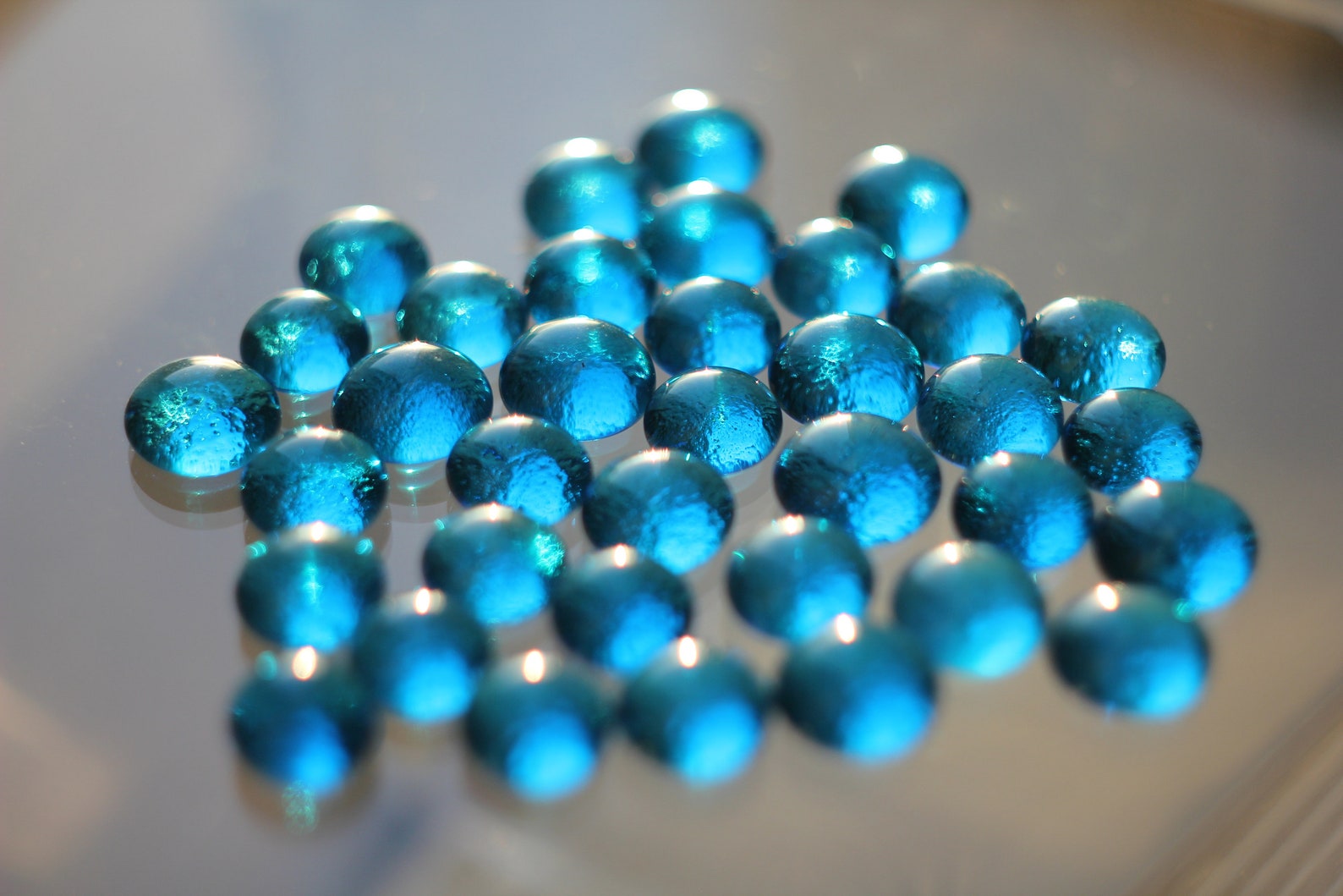 Cheap Glass cabochons Turquoise blue color Transparent Round Etsy