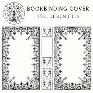 Antiek geïnspireerde boekbinden boek vooromslag SVG/PNG-bestand – zeldzaam historisch ontwerp met rug en achterkant – Cricut/snijmachines