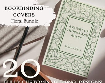 Paquete de 20 cubiertas de encuadernación con diseño floral, totalmente personalizables con diseños de lomo y contraportada para corte de vinilo con Cricut.