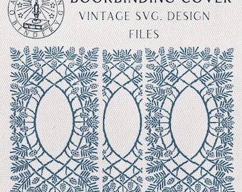 Historisches Buch-Frontcover SVG - Buchbinde-Design im antiken Stil für Cricut, Vintage-Journal, Blumen-DIY-Buchrücken und Rückdatei