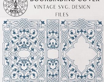 Victorian Book Cover SVG PNG – Antique Style Bookbinding Design for Cricut, Historical Journal Cover, Vintage DIY Book Spine & Back File