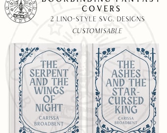 2 SVG-Schnittdateien für Buchbinde-Cover - Linolstil Vintage Buchseiten-Cover Designdateien - märchenhaftes Design für Cricut Vinyl schneiden