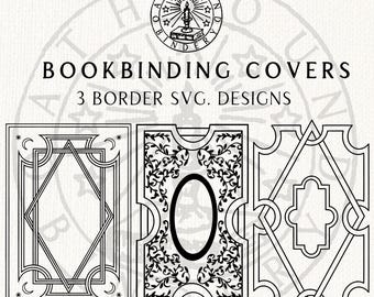 3 archivos SVG de corte para portadas de encuadernación: diseños florales y con bordes para portadas de libros, diseño de cuento de hadas para corte de vinilo de Cricut y Silhouette.