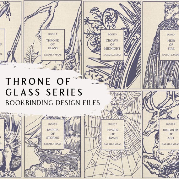 Throne of Glass Series Bookbinding Cover Design PNG Files – Full Set of Designs - Sarah J Maas Books for Cricut & Silhouette Vinyl Cutting