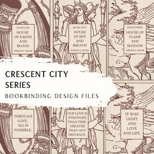 Crescent City-serie boekbinden omslagontwerp SVG-bestanden – volledige set ontwerpen - Sarah J Maas-boeken voor de Cricut en silhouet vinyl snijden